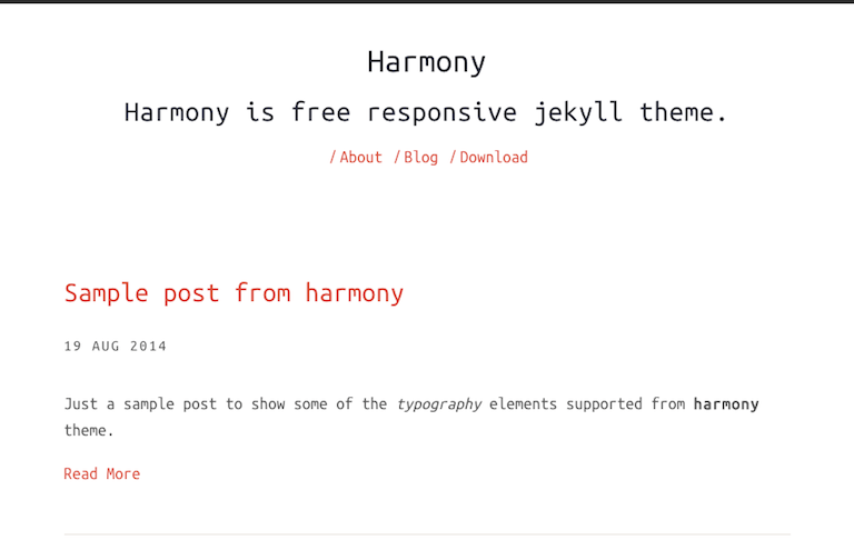 Jekyll Harmony theme 